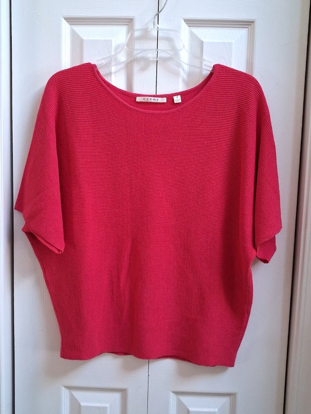CYRUS Hot Pink Dolman Sleeve Waffle Sweater sz S